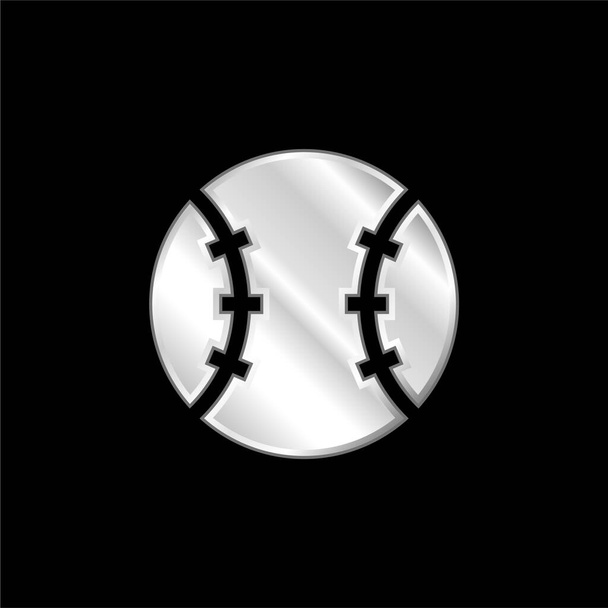 Béisbol plateado icono metálico - Vector, Imagen