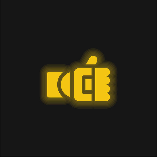バイオニックアーム黄色の輝くネオンアイコン - ベクター画像