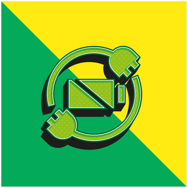 Статус батареи Зеленый и желтый современный 3D логотип векторной иконки - Вектор,изображение