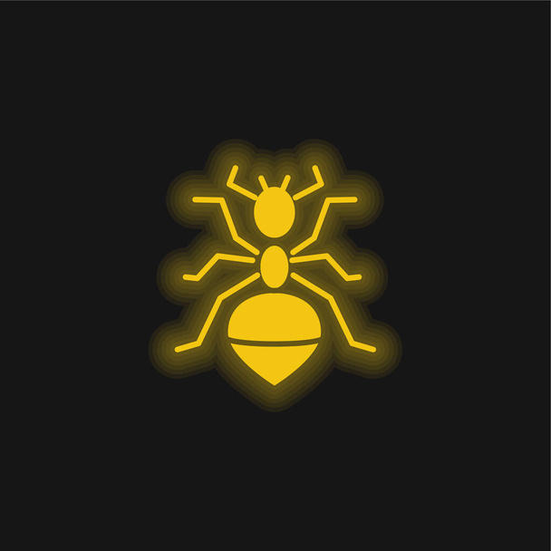 アリ黄色の輝くネオンアイコン - ベクター画像