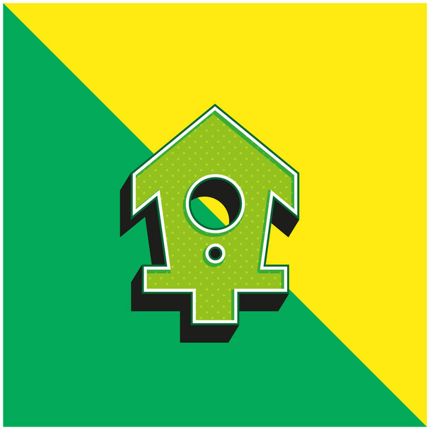 Bird House Logo icona vettoriale 3D moderna verde e gialla - Vettoriali, immagini