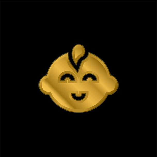 Baby Boy banhado a ouro ícone metálico ou vetor logotipo - Vetor, Imagem