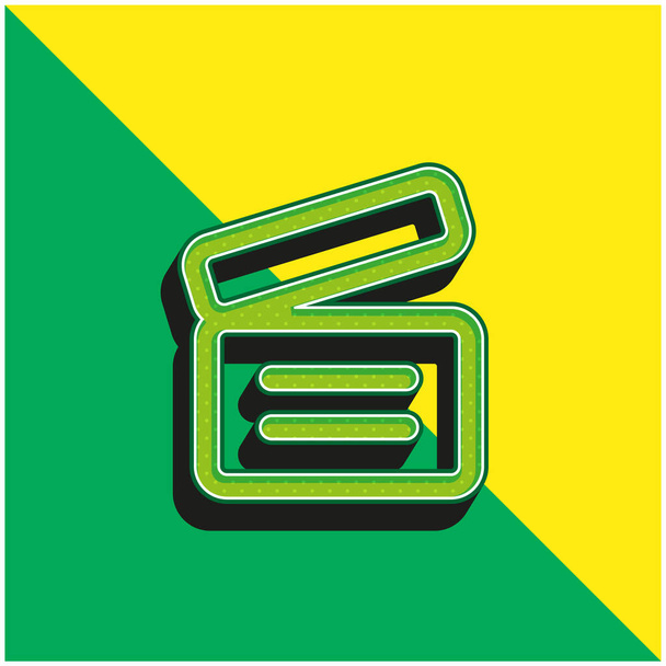 Archivo Cuadro Delineado Con Líneas de Texto Verde y amarillo moderno vector 3d icono logo - Vector, Imagen