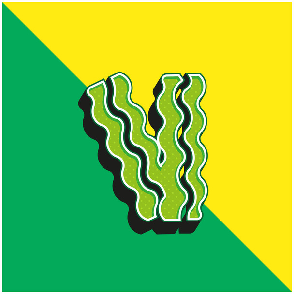 Tocino verde y amarillo moderno vector 3d icono del logotipo - Vector, imagen