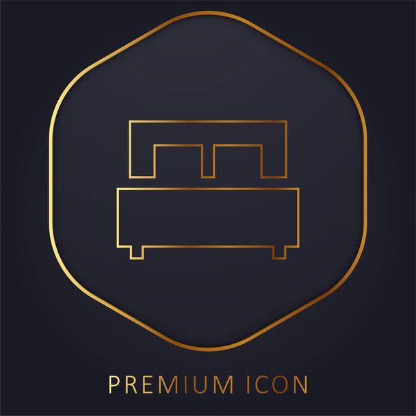 Κρεβάτι χρυσό λογότυπο γραμμή πριμοδότηση ή εικονίδιο - Διάνυσμα, εικόνα