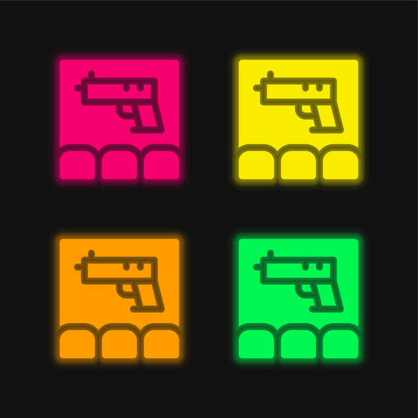 Actie Film vier kleuren gloeiende neon vector pictogram - Vector, afbeelding