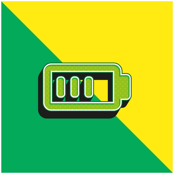Akkumulátor töltés Majdnem teljes zöld és sárga modern 3D vektor ikon logó - Vektor, kép