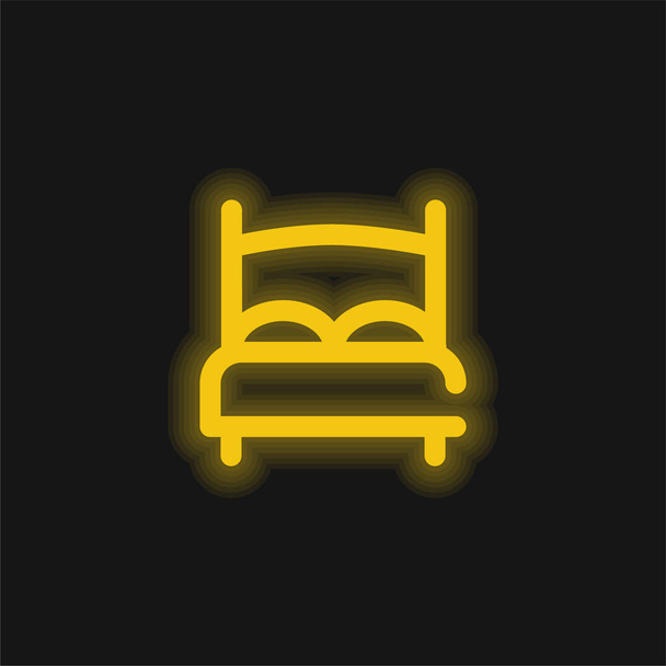Bed geel gloeiende neon pictogram - Vector, afbeelding