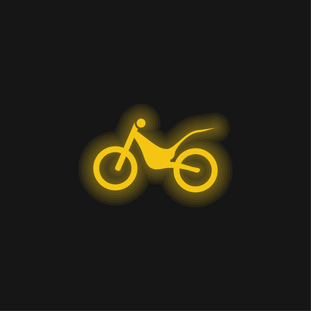 Bike Side View icono de neón brillante amarillo - Vector, Imagen
