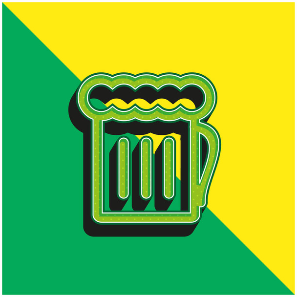 Bierpot Groen en geel modern 3D vector icoon logo - Vector, afbeelding