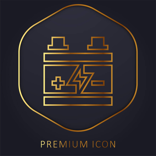 Logotipo o icono premium de línea dorada de batería - Vector, imagen