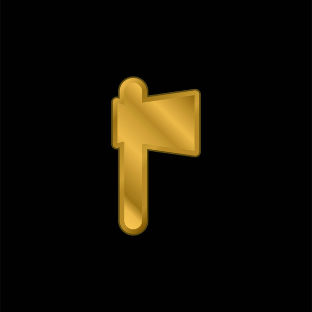 Battle Axe gold plated metalic icon or logo vector - Vector, Image