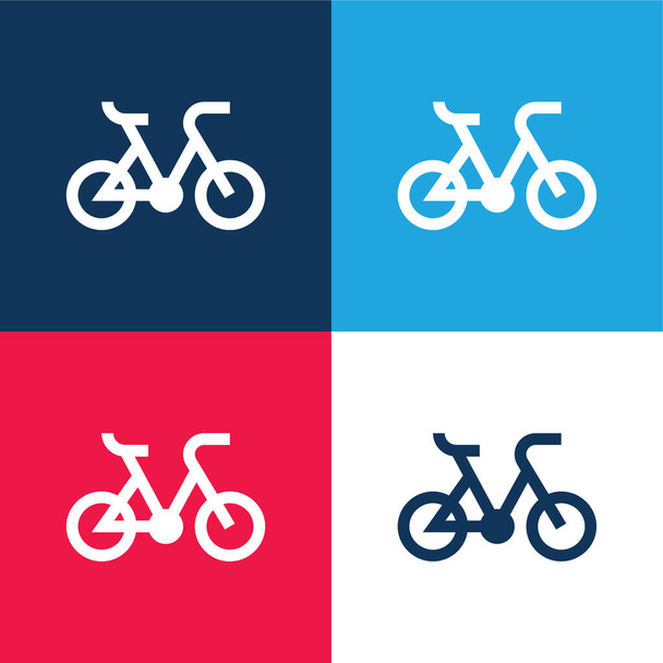 Vélo bleu et rouge quatre couleurs minimum icône ensemble - Vecteur, image
