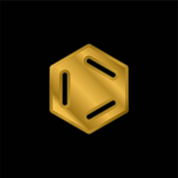 Ícone metálico banhado a ouro benzeno ou vetor de logotipo - Vetor, Imagem