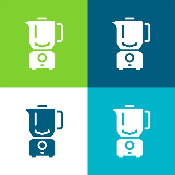 Blender Flat conjunto de iconos mínimo de cuatro colores - Vector, Imagen