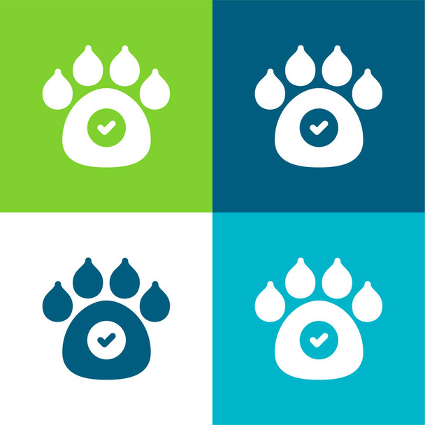 Zwierzęta Dopuszczalne Mieszkanie czterech kolorów minimalny zestaw ikon - Wektor, obraz
