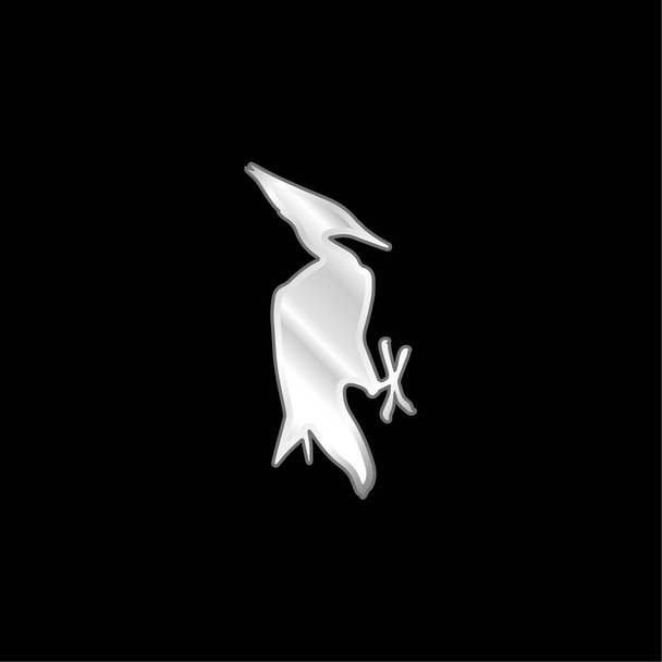 鳥の形の銀メッキ金属アイコン - ベクター画像