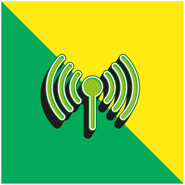 Antena verde y amarillo moderno vector 3d icono del logotipo - Vector, Imagen
