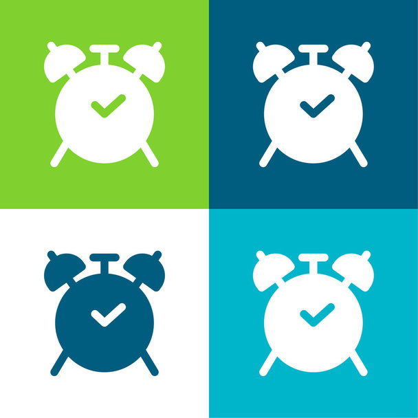Alarm Clock Flat four color minimal icon set - Vector, Image