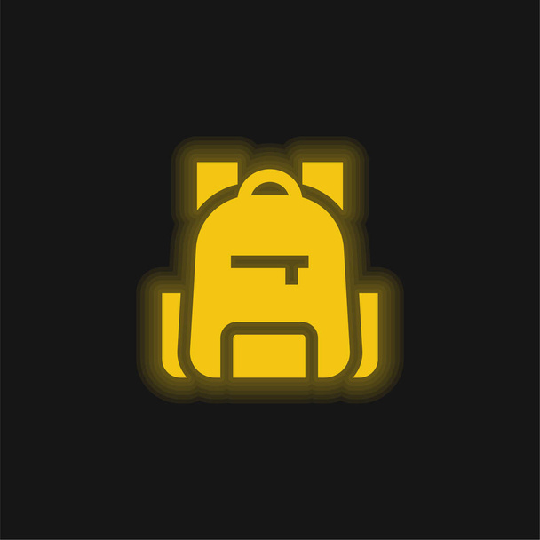 Sırt çantası sarı parlak neon simgesi - Vektör, Görsel