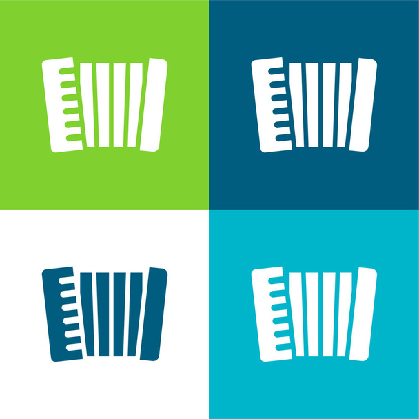 Acordeão Conjunto de ícones mínimos de quatro cores plano - Vetor, Imagem