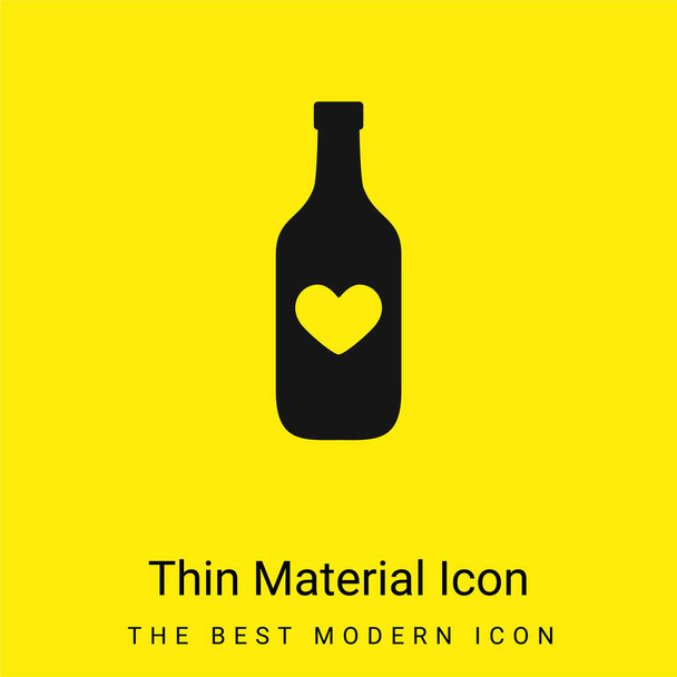 Botella con un corazón mínimo icono de material amarillo brillante - Vector, Imagen