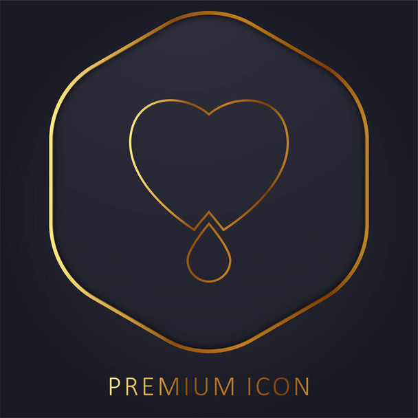Αιμορραγία Καρδιά χρυσή γραμμή πριμοδότηση λογότυπο ή εικονίδιο - Διάνυσμα, εικόνα