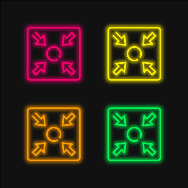 Assembly Point four color glowing neon vector icon - Vector, Image