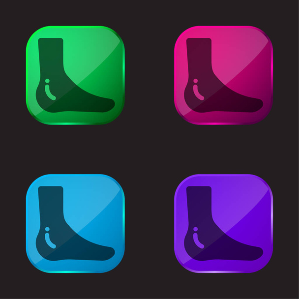 Ankle four color glass button icon - Vector, Image