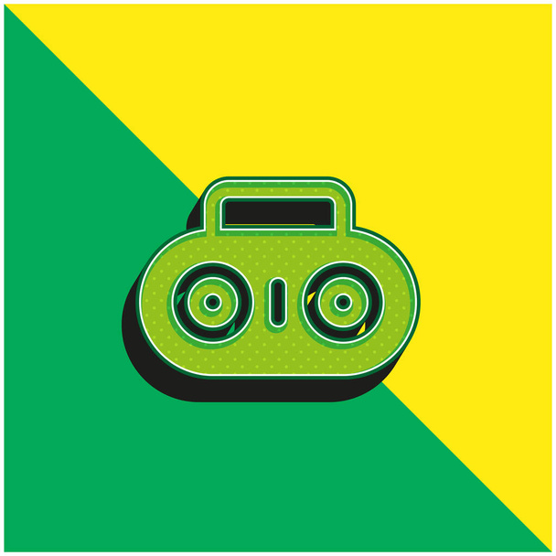 Boombox Vihreä ja keltainen moderni 3d vektori kuvake logo - Vektori, kuva