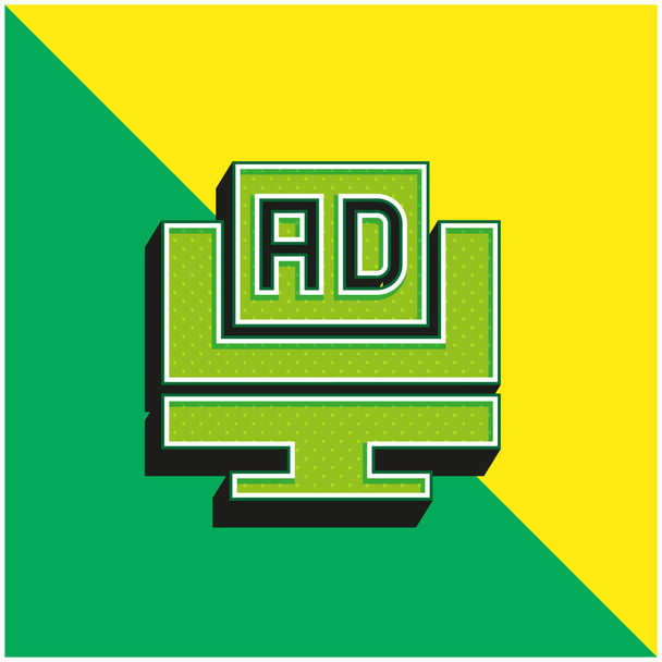Hirdetések Zöld és sárga modern 3D vektor ikon logó - Vektor, kép