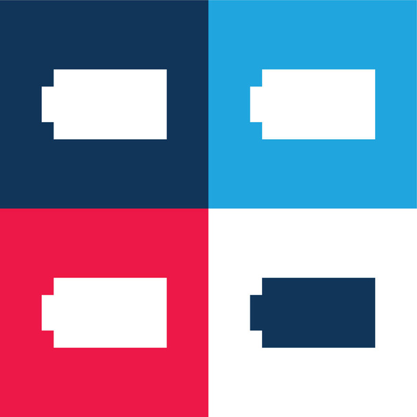 Batería Negro silueta azul y rojo de cuatro colores mínimo icono conjunto - Vector, Imagen
