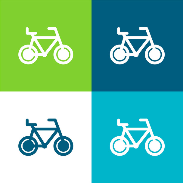 Bike Flat τεσσάρων χρωμάτων ελάχιστη σύνολο εικονιδίων - Διάνυσμα, εικόνα