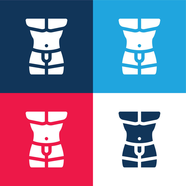 Body blue and red four color minimal icon set - Vector, Image