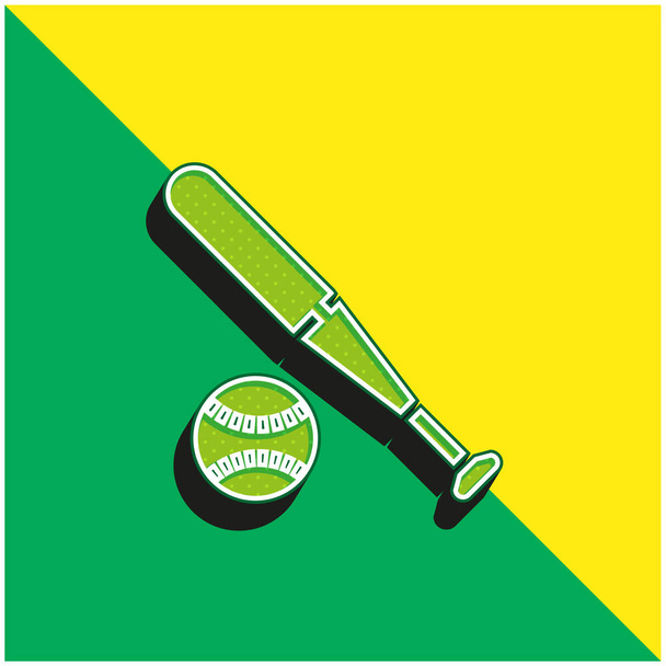 Baseball Zielony i żółty nowoczesny ikona wektora 3D logo - Wektor, obraz