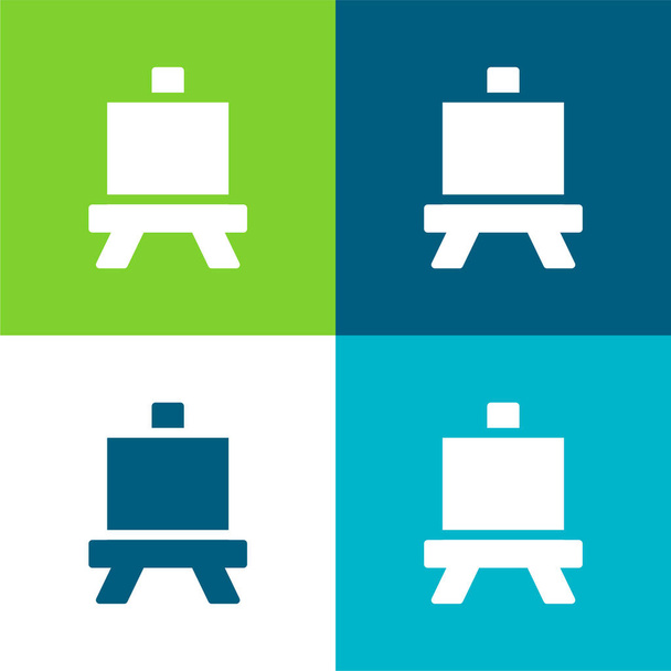 Tablero de arte Plano de cuatro colores mínimo icono conjunto - Vector, imagen