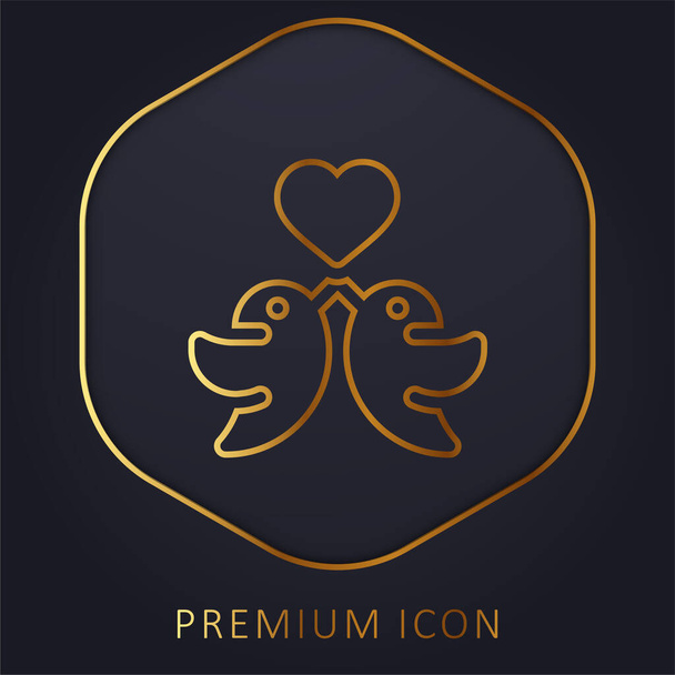 Złota linia ptaków logo premium lub ikona - Wektor, obraz