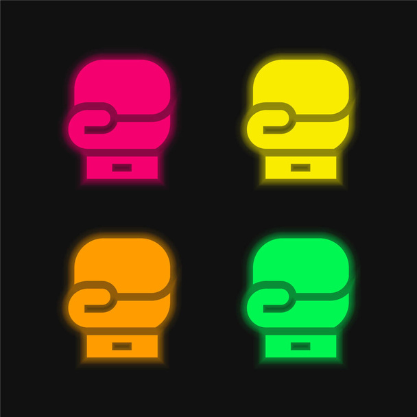 Boxeo de cuatro colores brillante icono de vectores de neón - Vector, imagen