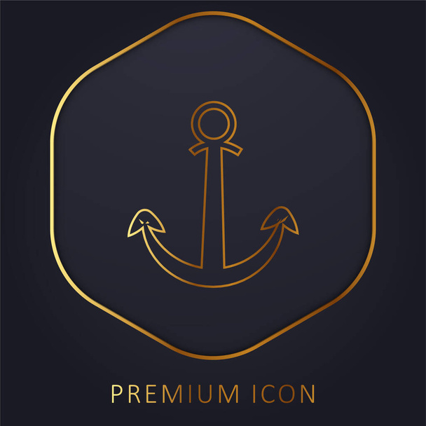 Símbolo de ancla para la interfaz de línea dorada logotipo premium o icono - Vector, imagen