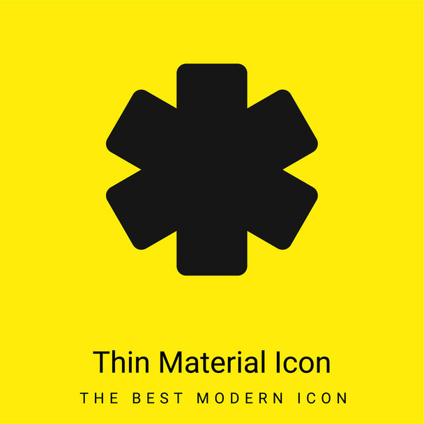 Asterisk minimal bright yellow material icon - Vector, Image
