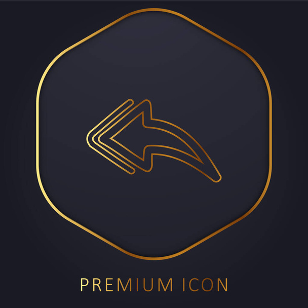 Terug Handgetrokken Pijl gouden lijn premium logo of pictogram - Vector, afbeelding