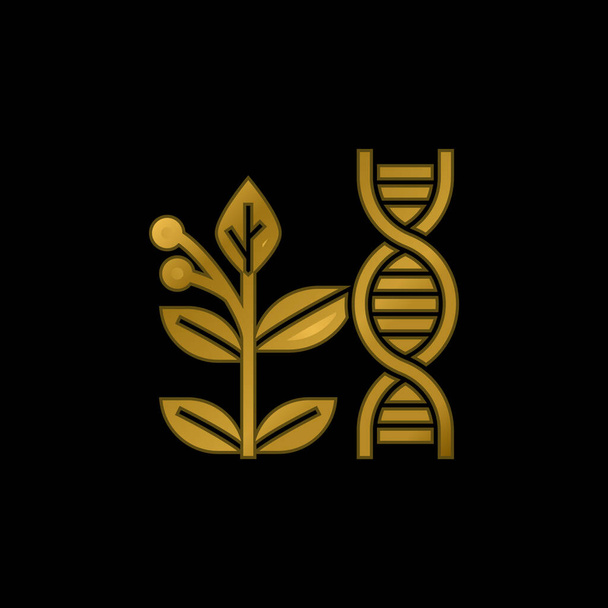 Biology gold plated metalic icon or logo vector - Vector, Image