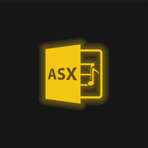 Asx File Format Symbol yellow glowing neon icon - Vector, Image