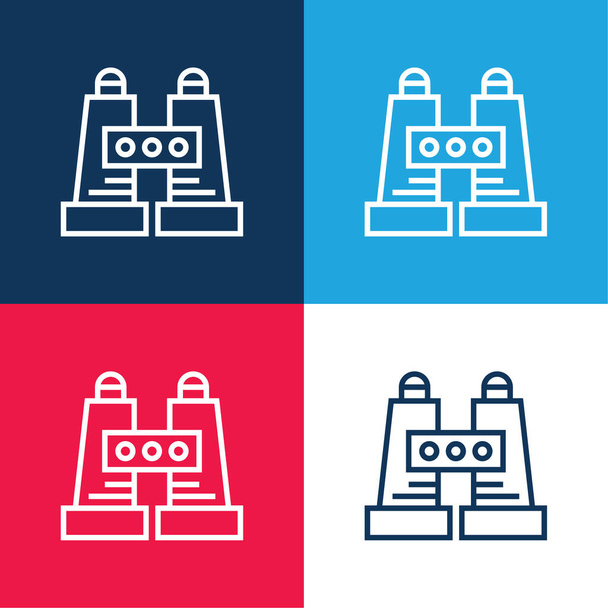 Binocolo blu e rosso set di icone minime a quattro colori - Vettoriali, immagini