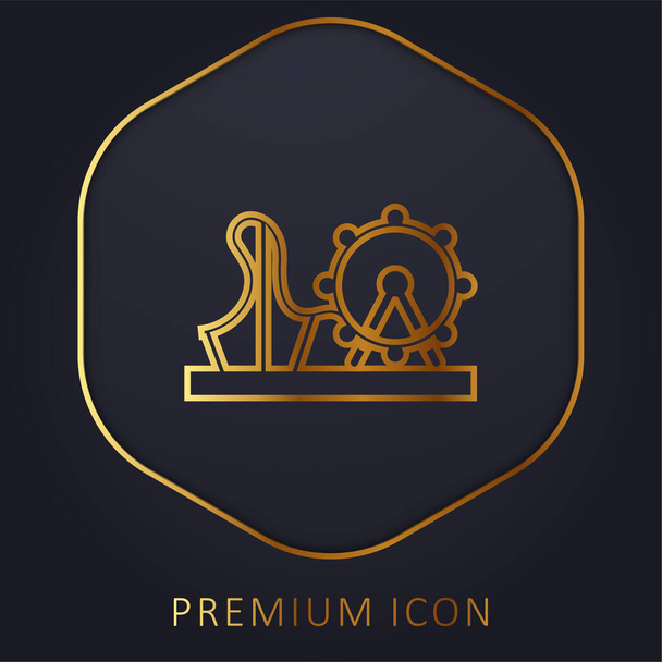 Золотая линия парка аттракционов, логотип или икона - Вектор,изображение