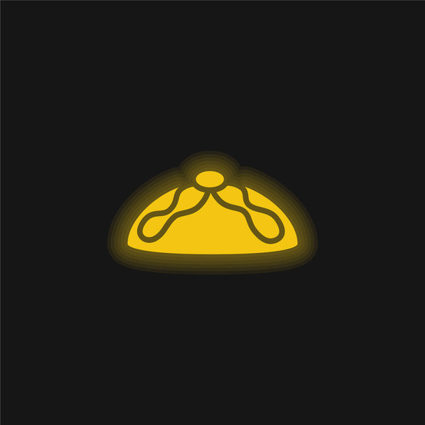 Pan De Los Muertos Típico De México amarillo brillante icono de neón - Vector, imagen