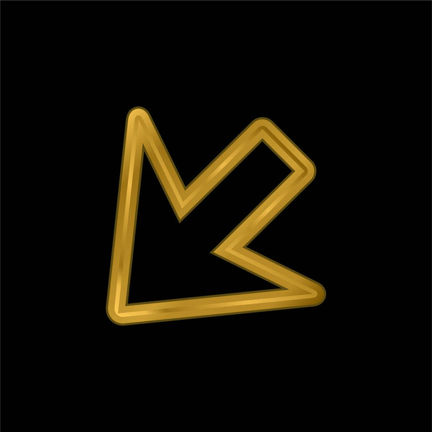 Ok Çizgisi Sol Aşağıya Altın Kaplama Metal Simge veya Logo Vektörü - Vektör, Görsel