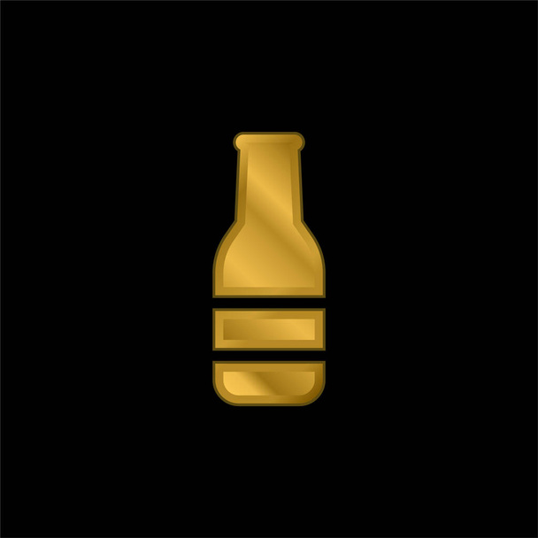 Cerveza Botella chapado en oro icono metálico o logo vector - Vector, imagen