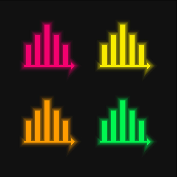 Análisis de cuatro colores brillante icono del vector de neón - Vector, imagen