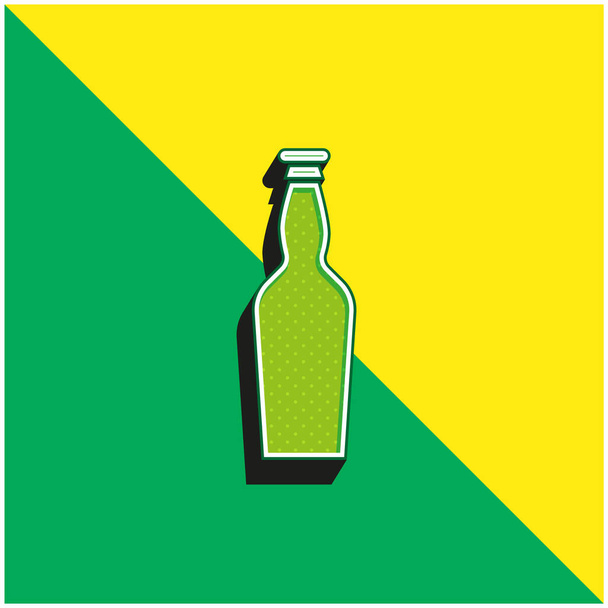 Butelka piwa Zielony i żółty nowoczesny ikona wektora 3D logo - Wektor, obraz